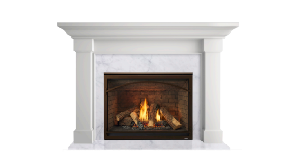 Kenwood Mantel Signature Series Transitional Style shown with Blanco White Marble