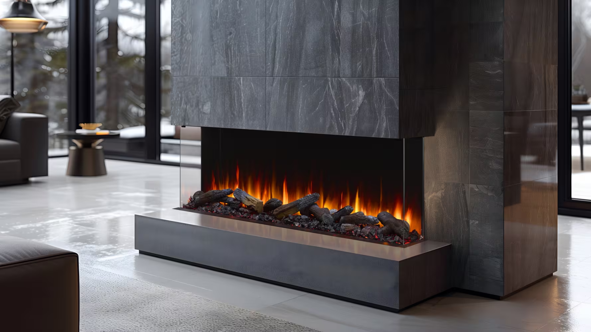Triton Gray Quartz Linear Electric Fireplace by Simplifire